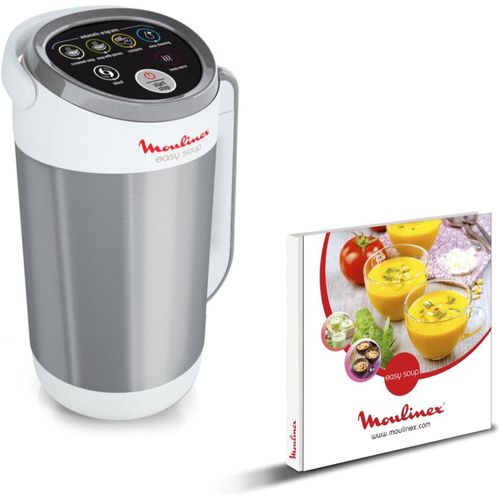 Letnerny-Blender Chauffant, 1000 W, Capacité 1.2 L, 5 Programmes Automatiques, Double Paroi, Soupe, Velouté, Compote, Smoothie, Maintien Au Chaud, Easy Soup Silver Lm841110