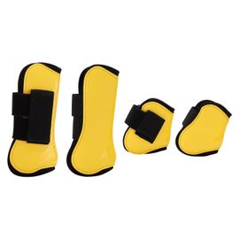 Lot De 4 Guetres De Protection Pour Tendons De Cheval, Coque En Pu, Pour L'equitation, Absorption Des Chocs, Protection Pour Le Saut, Jaune, Taille L