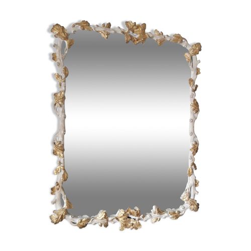 Miroir laqu et dor blanc