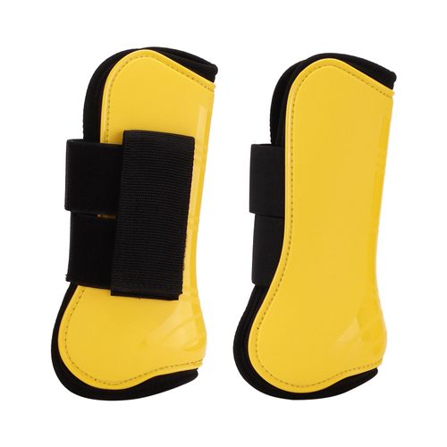 Lot De 4 Guetres De Protection Confortables Et Reglables Pour Chevaux De Saut D'obstacles. Lot De 2 Guetres Avant Jaunes (L).