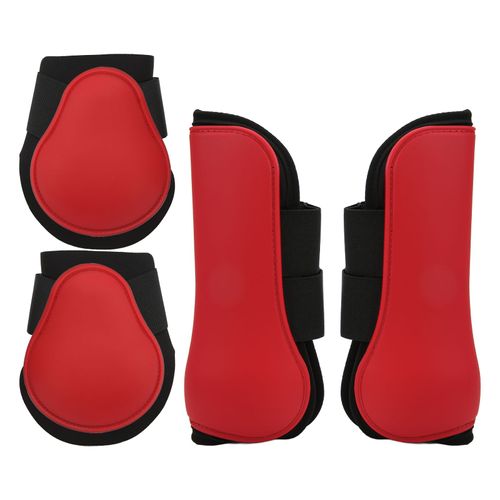 Lot De 4 Guetres Avant Et Arriere Pour Cheval, Coque En Pu, Guetres Tendineuses Pour L'entrainement, Le Saut, La Course, Rouge, Xl