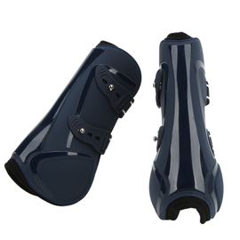 Guetres De Tendon Pour Cheval, Coque En Pu, Protection Pour Tendons Et Boulets, Pour L'equitation, Amortisseurs De Chocs, Competition, Saut, Pattes Avant Bleu Marine, Taille Xl
