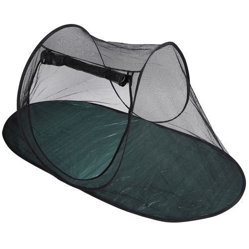 Tente De Camping Pour Animaux De Compagnie, Parc D'exterieur, Cage Portable Et Respirante, Pour Cochons Et Chiens, Tente Ovale Avec Filet Noir Sur Fond Vert, 189 X 90 X 78 Cm.