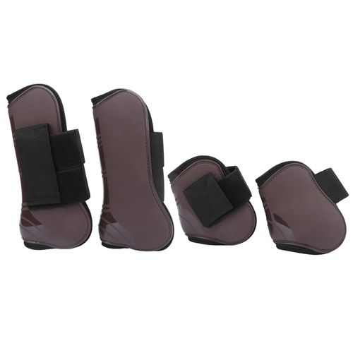 1 Lot De Guetres De Protection Pour Tendons De Cheval, En Pu, Elastiques, Epaisses Et Reglables, Avec Crochet En Nylon, Marron, Taille M