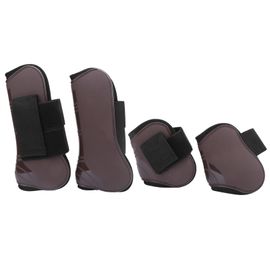 1 Lot De Guetres De Protection Pour Tendons De Cheval, En Pu, Elastiques, Epaisses Et Reglables, Avec Crochet En Nylon, Marron, Taille M