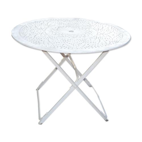 Table De Jardin Pliante En Fer Forg Blanc