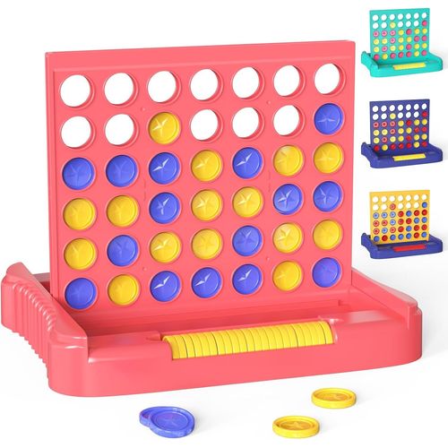 Baertmy-Jeu Puissance 4 Geant Rose, Inclure 6 Jetons De Rechange-Jeux De Voyage, Jeu De Société De Strategie Pour Enfant 3 4 5 6 7 8+ Ans Et Adulte