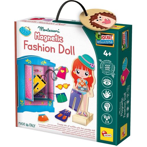 Baertmy-Liscianimontessori Fashion Doll-Pour Enfants Dès 4 Ans-Habillez Vos Poupées En Bois Avec 26 Vêtements Magnétiques Au Choix-Armoire 3d & Support-Jeu Montessori-Fabriqué En Italie