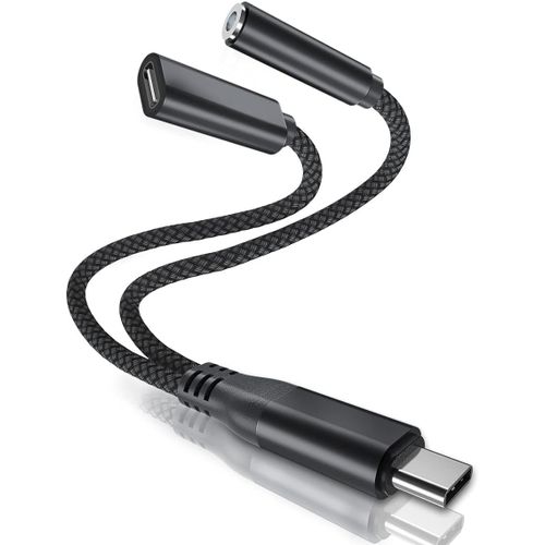 LETNERNY-Adaptateur Audio Jack Et Chargeur Usb Type C Vers 3.5Mm,Convertisseur Charge Casque Ecouteur 2 En 1 Pour Samsung Galaxy S23 S22 S21,A54 A73,Iphone 15,Ipad Pro 10 Air 4 5 Mini 6,Z Flip Fold