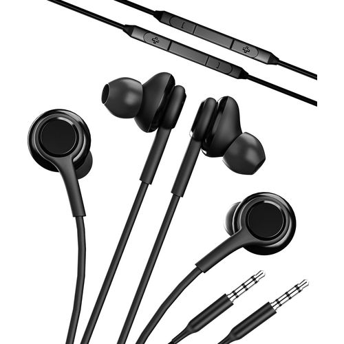 LETNERNY-Lot De 2 Écouteurs Jack 3,5 Mm Avec Microphone, Câble De 1,2 M (2 Pièces) Pour Écouteurs Filaires, Écouteurs De Téléphone, Connexion Pc, Compatible Avec Samsung Galaxy S6 Edge+, S7 Active S1