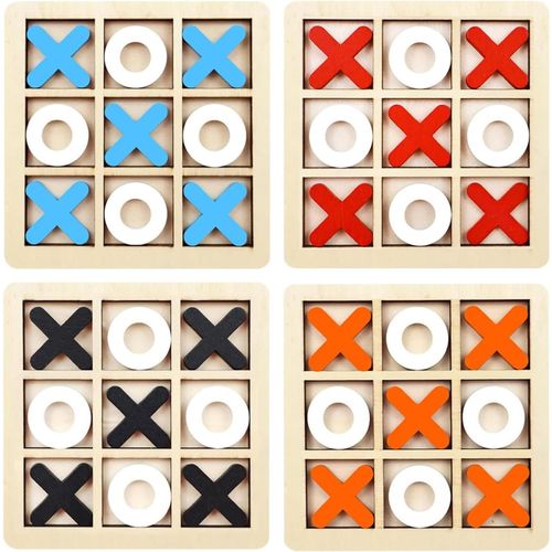 Baertmy-4 Pièces Tic Tac Toe-Morpion-Morpion En Bois-Ensemble De Jeu De Table, Plateau De Maison Classique Adapté À La Décoration Intérieure De Fête À Domicile Pour Adultes