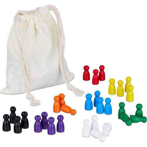BAERTMY-160 Pions De Jeux De Société, 8 Couleurs, En Bois, Avec Pochette En Tissu, Pour Les Petites Chevaux, Colorés
