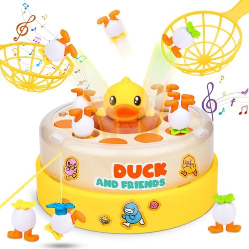 BAERTMY-Jouet De Grenouille Sauteuse, Jeu De Pêche Magnétique, Jeux Musicaux Pour Sauter Et Attraper Des Canards, Jeux De Société Pop-Up Duckdash, Jeux Familiaux De Rebond Et D'Attrape Pour Enfants