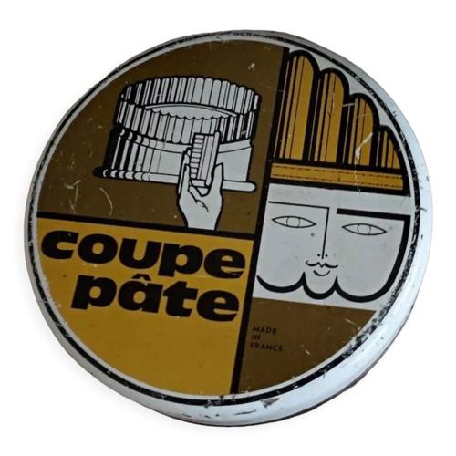 Ancienne boite publicitaire coupe pate matfer mtal tole collection gateaux jaune