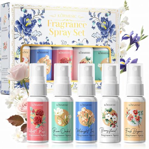 Naeryut-Women's Perfume Set,Women's Fragrance Mist,Mini Body Mist With Pink/Citrus,Begonia/Iris/Orchid/Long-Lasting Romantic Scent,Travel Size,5x35 Ml 