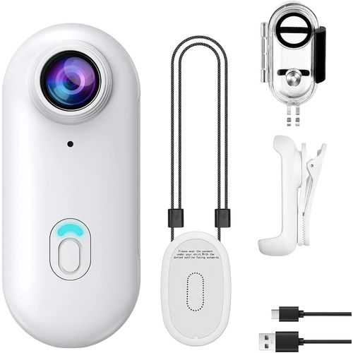 anwxai-Caméra Magnetique Action Étanche 30 M/98 Ft,Wifi Thumb Action Camera 1080P Grand Angle 120 ° Body Cam Caméra Vlog Pour Vélo,Ski,Plongée Accessoires Multifonctions Blanc