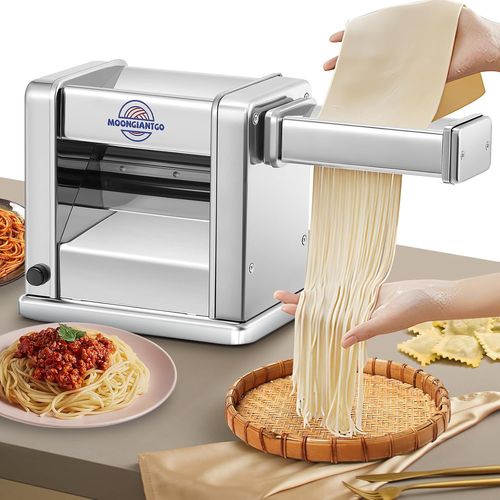 LETNERNY-Machine À Pâte Électrique Laminoir À Pâte Acier Inoxydable Avec 3 Lames De 2Mm/4Mm/6.5Mm Pour Spaghettis, Fettuccine, Ravioli, Réglage De L'Épaisseur À 7 Vitesses Pour Domestique (3Lames)