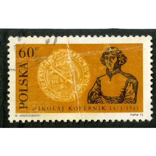 Timbre Oblitéré Polska, Mikolaj Kopernik 1473 - 1543, 1972, 60 Gr