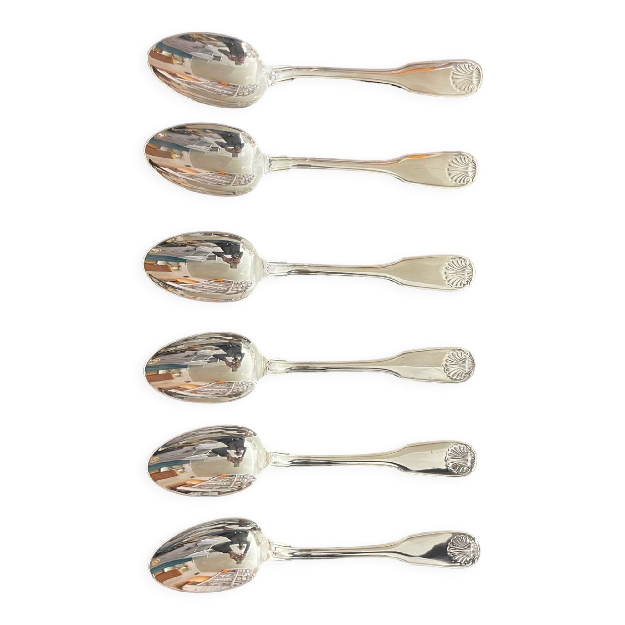 Christofle Vendome Coquille 6 Grandes Cuillres 205 Cm Tat Neuf Rf Chve20 Argent