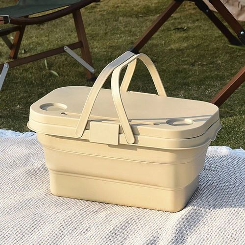 Kaki - Boîte De Rangement D'extérieur, Table Pliante, Camping, Panier À Main Pliable, Coffre De Voiture De Pique-Nique, Rassemblement, Étanche, Britannique