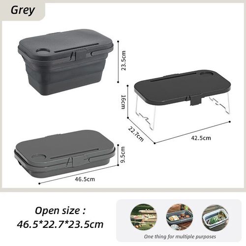 Gris - Boîte De Rangement D'extérieur, Table Pliante, Camping, Panier À Main Pliable, Coffre De Voiture De Pique-Nique, Rassemblement, Étanche, Britannique