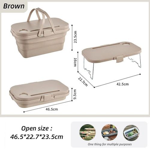 Brun - Boîte De Rangement D'extérieur, Table Pliante, Camping, Panier À Main Pliable, Coffre De Voiture De Pique-Nique, Rassemblement, Étanche, Britannique