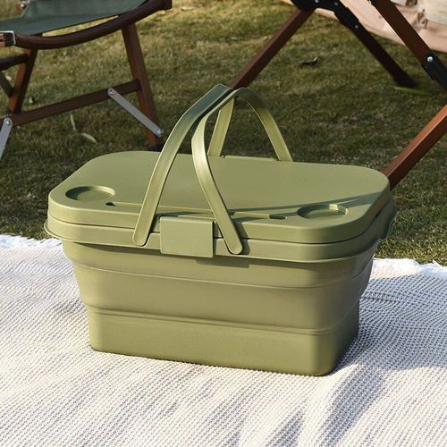 Armée Verte - Boîte De Rangement D'extérieur, Table Pliante, Camping, Panier À Main Pliable, Coffre De Voiture De Pique-Nique, Rassemblement, Étanche, Britannique