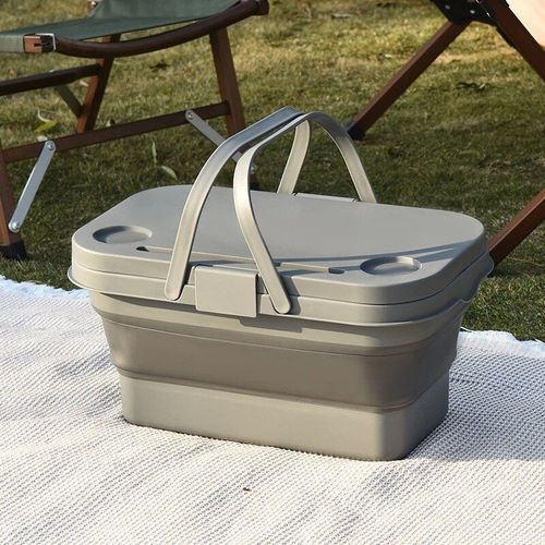 Gris Argent - Boîte De Rangement D'extérieur, Table Pliante, Camping, Panier À Main Pliable, Coffre De Voiture De Pique-Nique, Rassemblement, Étanche, Britannique