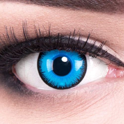 Naeryut-Alper Blue Black Lenses Halloween Shrovetide Carnival+Contact Lens Cases I 1 Pair (2 Pieces) I No Correction I 0.00 Dioptres 