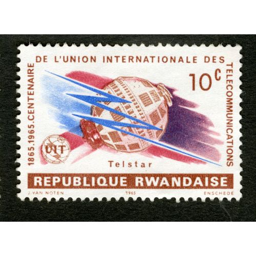 Timbre Non Oblitéré République Rwandaise, Telstar, 1865-1965, Centenaire De L'union Internationale Des Télécommunications, 10c