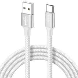 LETNERNY-Cable Usb C Blanc, 2M Câble Usb A Vers Usb C Charge Rapide Nylon Tressé Cordon Usbc Pour Iphone 16, Pour Iphone 15, Pour Samsung Galaxy S24 A55 A15, Pixel, , Switch