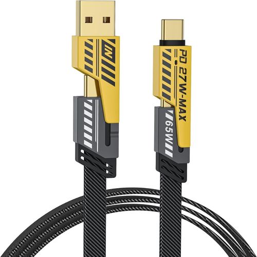 LETNERNY-Cable Chargeur Multi Usb 4 En 1 Universel Cable Multi Embout Charge Rapide, 1.2M Nylon Usb Cable Chargement Qc 65W/ Pd 27W Cable Compatible Avec Iphone Samsung Galaxy Huawei Google Macbook I