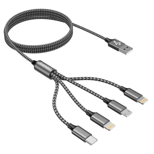 Letnerny-Câble Multi Chargeur,4 En 1 Câble Universel,[1.2m] Câble Multi Usb De Chargement Avec Lightning Câble Usb Type C Micro Connecteur Pour Iphone 12/11/Xs,Samsung Galaxy S20 S10 S9,Huawei,Nokia-
