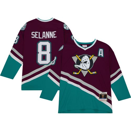 Anaheim Ducks Nhl Teemu Selanne Mighty Ducks Of Anaheim 1996 - 97 Maillot Ligne Bleue Par Mitchell & Ness