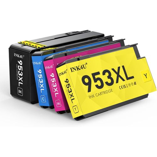 LETNERNY-953Xl Pack De 4 Cartouches D'Encre Grande Capacité, Compatible Pour 953 Xl Compatible Pour Officejet Pro 7720 7740 8710 8715 8720 8718 8725 8210 8730 7730 8728 (Noir Cyan Magenta Jaune)