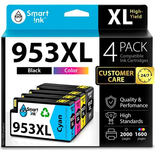 LETNERNY-Cartouches DEncre Compatibles Alternative Pour 953 Pack De 4 (Bk & C/M/Y) Avec Système De Puce Avancée Pour Officejet Pro 7720 7730 7740 8210 8218 8710 8715 8718 8720 8725 8728 8730 8740