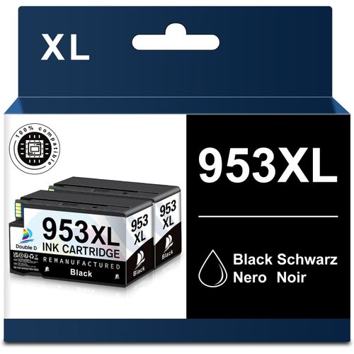 LETNERNY-953Xl Noir Cartouches Pour 953Xl 953 Xl,Non Affecté Par La M À Niveau, Pour Officejet Pro 7720 7740 8715 8710 8210 7730 8720 8725 8728 8730 (2Bk)