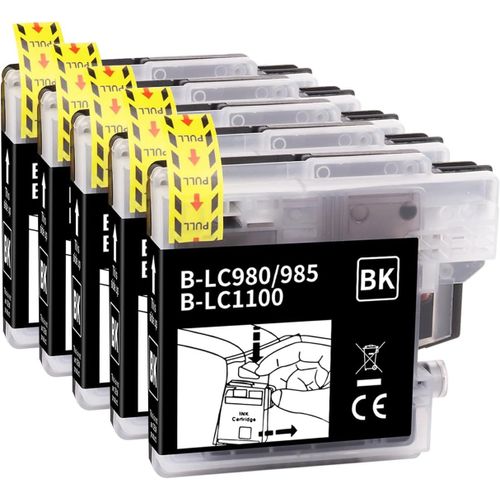 LETNERNY-5-Pack Lc1100Xl Lc980Xl Cartouche D'Encre Compatible Pour Brother Lc1100 Lc980 Lc985 Pour Brother Dcp-195C Dcp-585Cw Dcp-385C Dcp-375Cw Mfc-990Cw Mfc-6490Cw Mfc-490Cw Mfc-5890Cn Mfc-J615W
