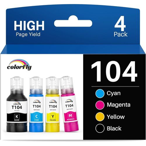 LETNERNY-104 Encre Compatible Avec Multipack 104 102 Ecotank Pour Ecotank Et-2710 Et¿2711 Et-2715 Et-2720 Et-2726 Et-2700 Et-2750 Et-2756 Et-2810 Et-37 000 Et- 3750 Et-4700 Et-4750
