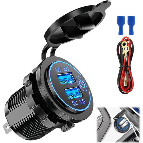 Ershi-Dual Qc3.0 36w Prise Allume Cigare Usb, Allume Cigare Charge Rapide Adaptateur Usb, Chargeur Filaire Multi Port, Téléphone C[1