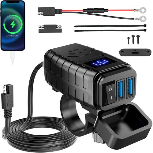 Ershi-Prise Usb Moto 12 V Étanche, Chargeur Type-C Et Usb Avec Interrupteur Marche/Arrêt Et Voltmètre Led, Prise Sae Vers Usb Quic[4