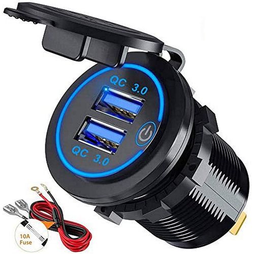 Ershi-Chargeur Usb Moto Qc3.0 Prise Voiture 5v/4.2a Charge Rapide Pour 12v-24v Bateau Suv Camion Caravane Marine[1908]