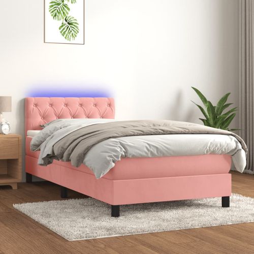 Vidaxl Sommier Tapissier Avec Matelas Et Led Rose 80x200 Cm Velours