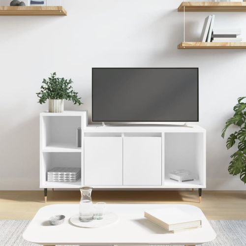 Vidaxl Meuble Tv Blanc 100x35x55 Cm Bois D'ingénierie