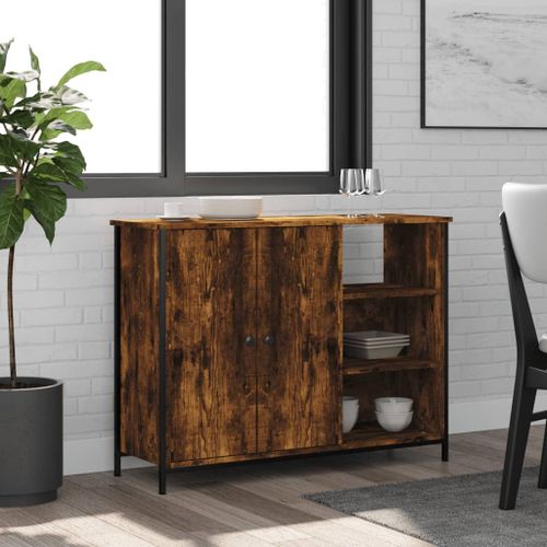 Vidaxl Buffet Chêne Fumé 100x33x75 Cm Bois D'ingénierie