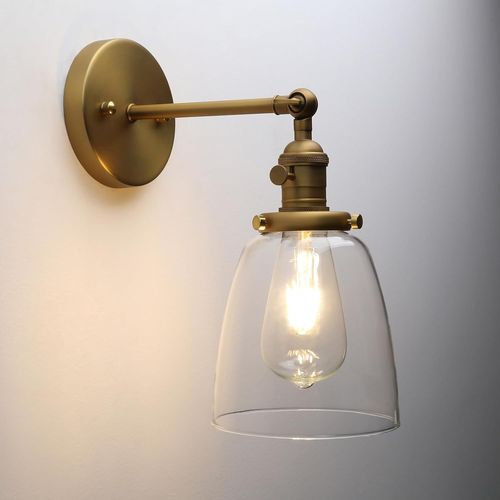 LETNERNY-Applique Murale Intérieure, Vintage Verre Cloche Abat-Jour Lampe Murale Pour Salle De Bain, Cuisine, Salon