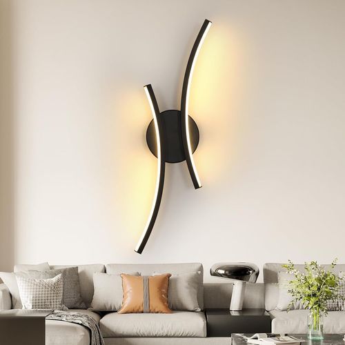 LETNERNY-Applique Murale Interieur Led, 20 W 2500 Lm Lampe Murale Moderne Design Incurvée, 3000 K Lumière Blanche C Luminaire Mural Interieur Pour Chambre Salon Couloir Escalier
