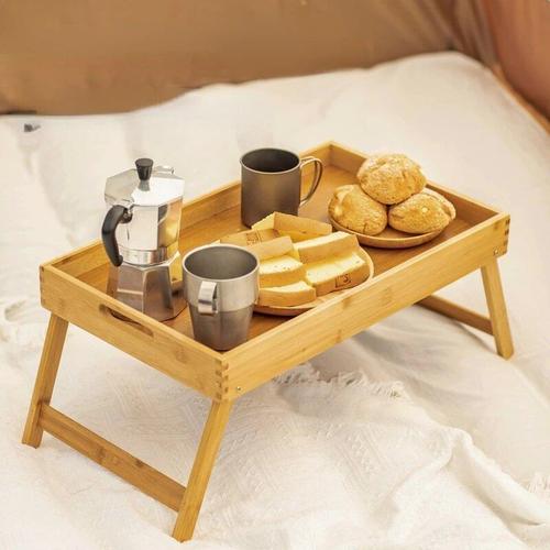 Table de petit déjeuner pliante en bois de bambou