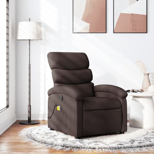 Vidaxl Fauteuil De Massage Inclinable Marron Foncé Tissu