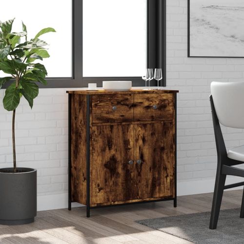 Vidaxl Buffet Chêne Fumé 70x30x80 Cm Bois D'ingénierie